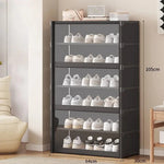Shoe Storage Cabinet Transparent Multi-Layer Steel Frame