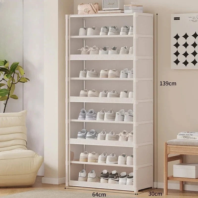 Shoe Storage Cabinet Transparent Multi-Layer Steel Frame
