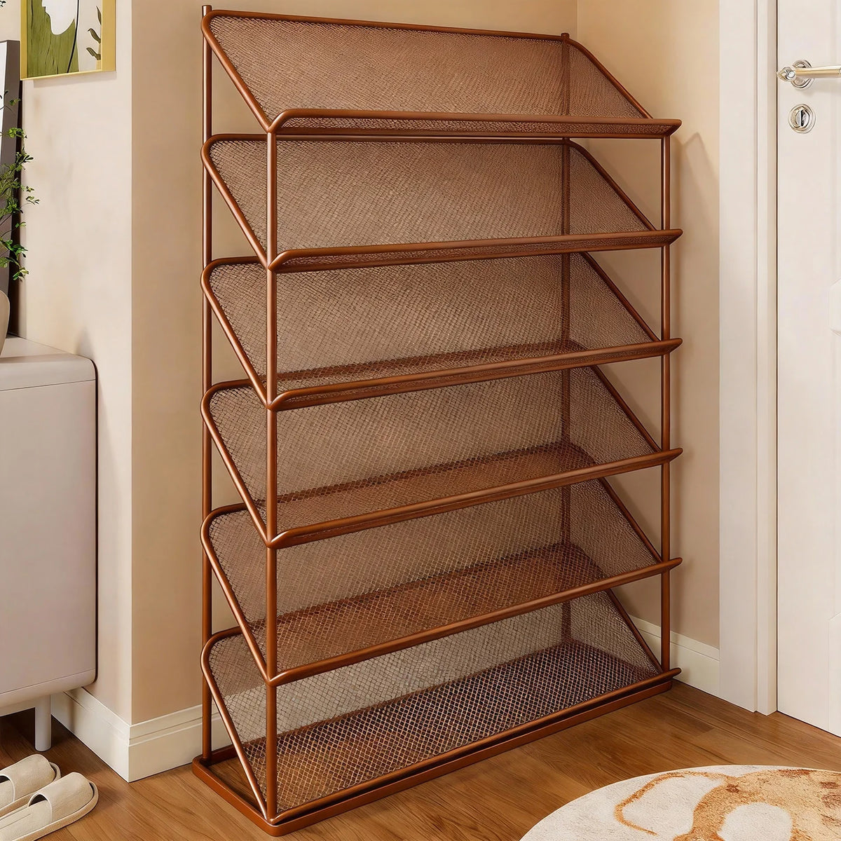Shoe Storage Rack Steel Mesh Slim Vertical Design