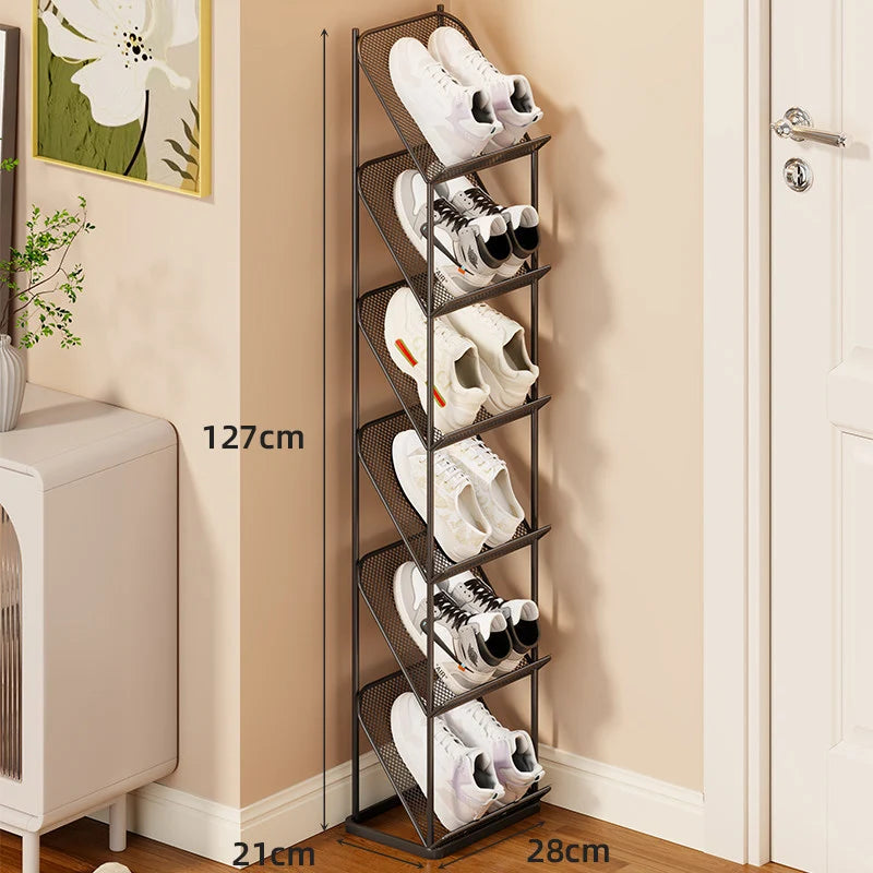 Shoe Storage Rack Steel Mesh Slim Vertical Design