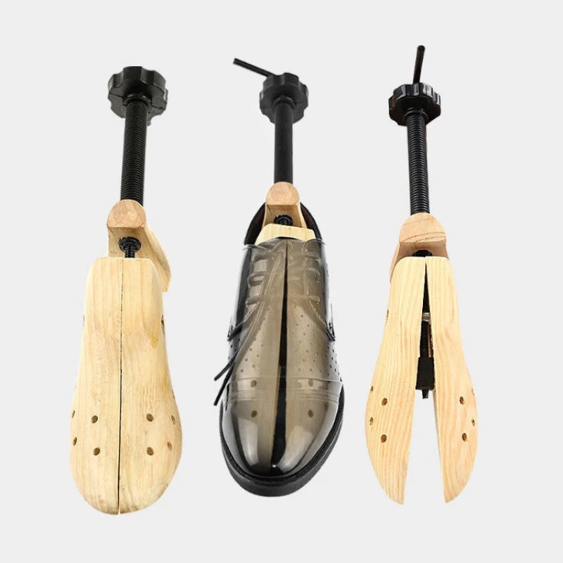Shoe Stretcher Dual-Dial Length & Width Natural Wood