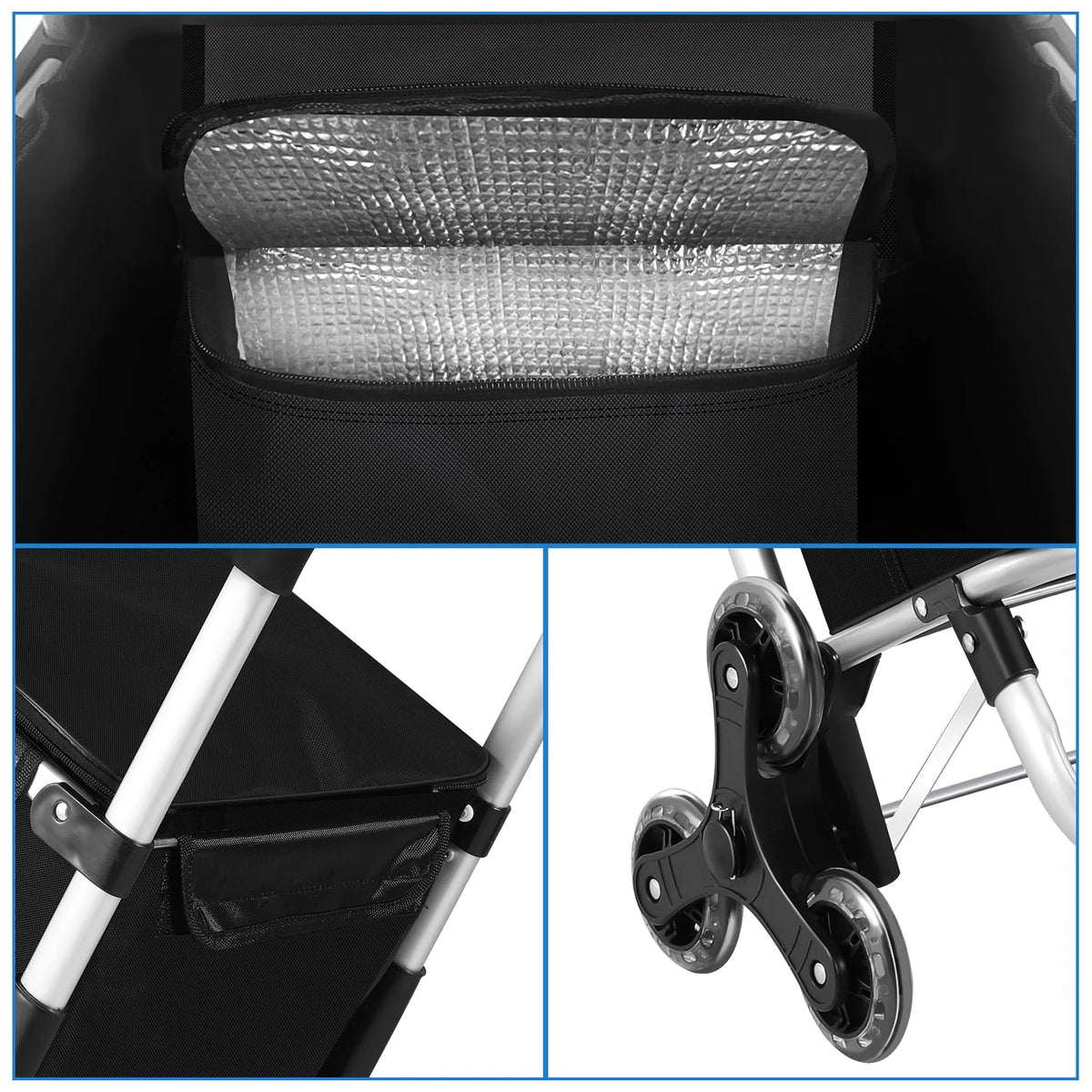 Shopping Trolley Foldable Insulated Cooling Compartment