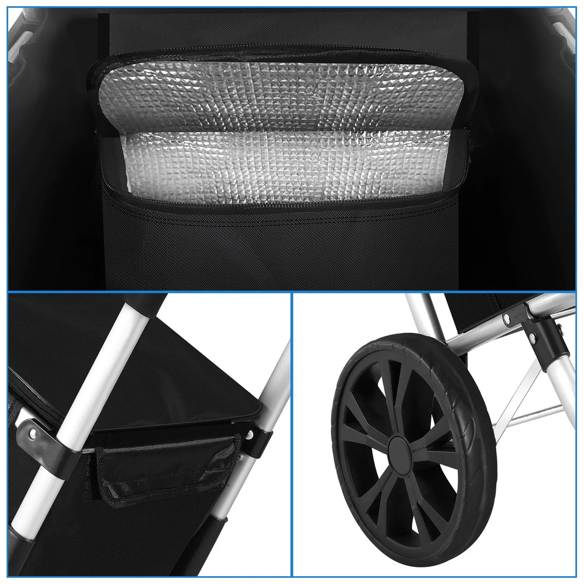 Shopping Trolley Foldable Insulated Cooling Compartment