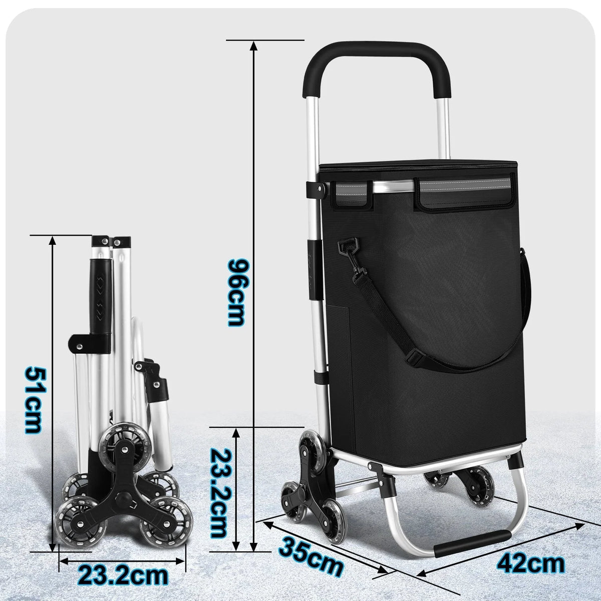 Shopping Trolley Foldable Insulated Cooling Compartment