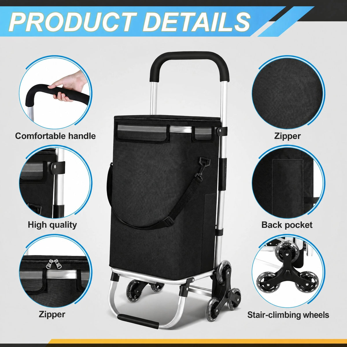 Shopping Trolley Foldable Insulated Cooling Compartment