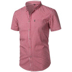 Short-Sleeve Shirt Checked Pattern Lightweight Button-Down Collar