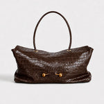 Shoulder Bag Croc-Textured Vegan Leather Spacious Interior