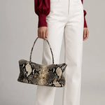 Shoulder Bag Croc-Textured Vegan Leather Spacious Interior