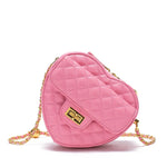 Shoulder Bag Heart-Shaped Quilted Adjustable Chain Strap Crossbody Style