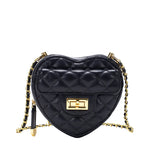 Shoulder Bag Heart-Shaped Quilted Adjustable Chain Strap Crossbody Style
