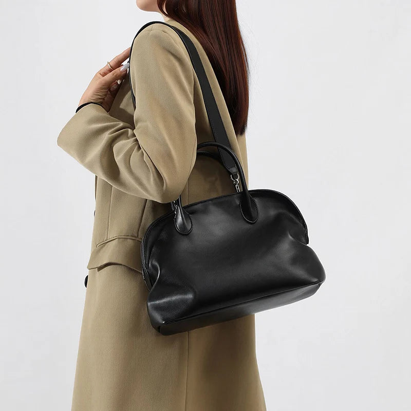 Shoulder Bag Leather Adjustable Strap Double Handles