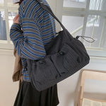 Shoulder Bag Plaid Adjustable Strap Multiple Pockets