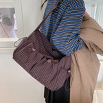 Shoulder Bag Plaid Adjustable Strap Multiple Pockets