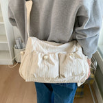 Shoulder Bag Plaid Adjustable Strap Multiple Pockets