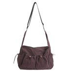 Shoulder Bag Plaid Adjustable Strap Multiple Pockets