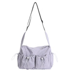 Shoulder Bag Plaid Adjustable Strap Multiple Pockets