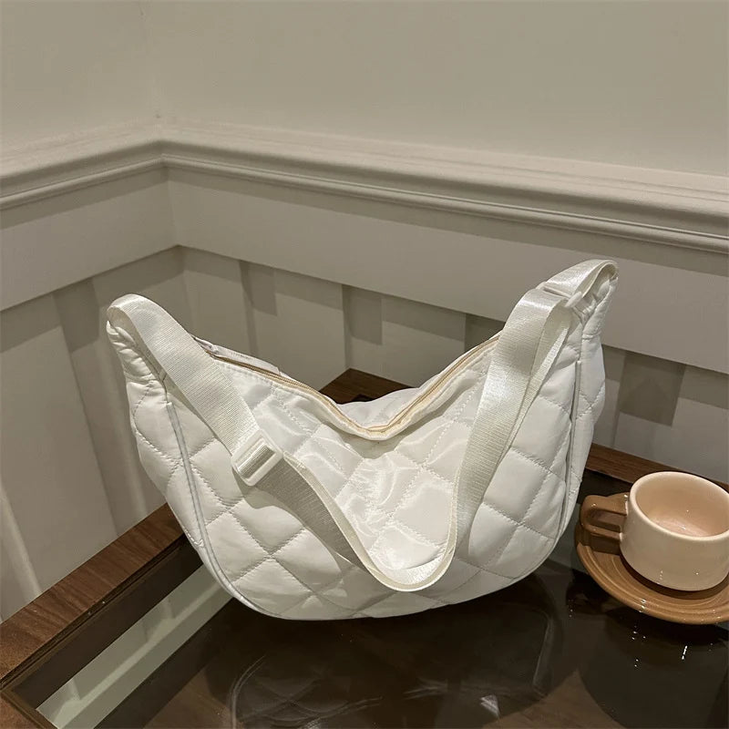 Shoulder Bag Quilted Lightweight Adjustable Strap Zipper Closure