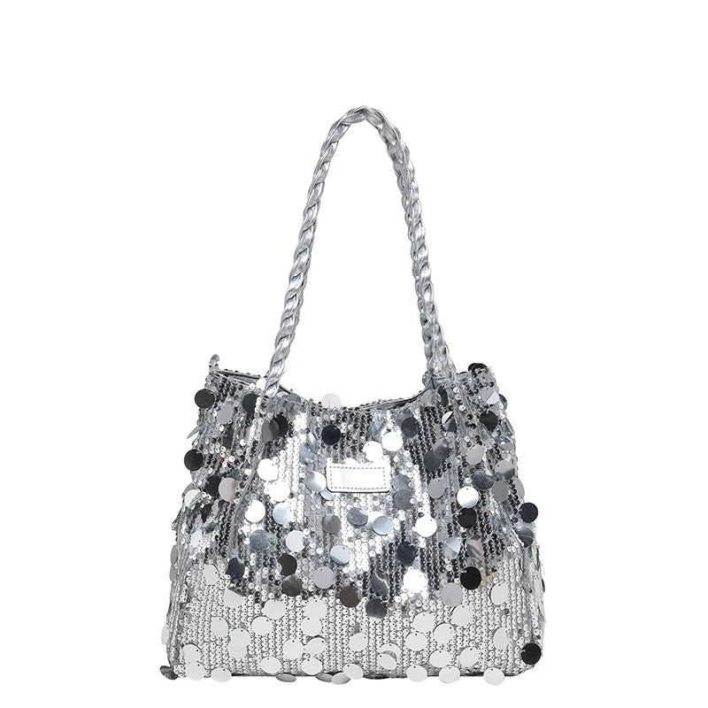 Shoulder Bag Sequin Finish Braided Strap