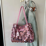 Shoulder Bag Sequin Finish Braided Strap