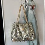 Shoulder Bag Sequin Finish Braided Strap