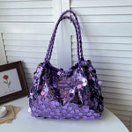 Shoulder Bag Sequin Finish Braided Strap