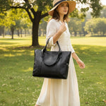 Shoulder Bag Smooth PU Leather Zipper Closure Organized Interior Pockets