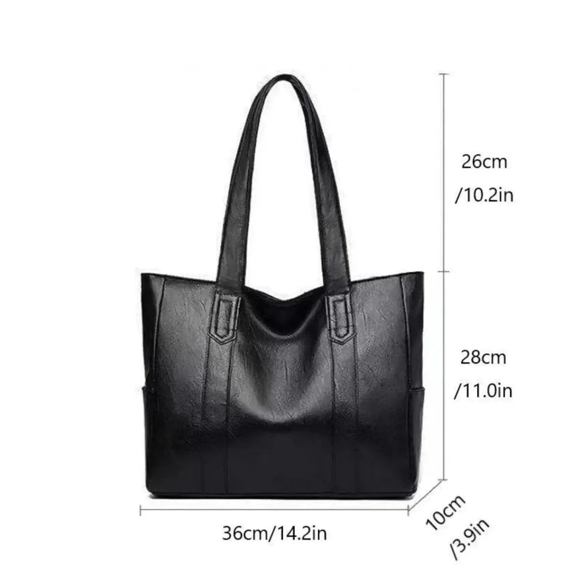 Shoulder Bag Smooth PU Leather Zipper Closure Organized Interior Pockets