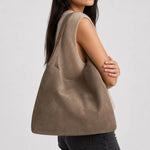 Shoulder Bag Soft Suede Roomy Interior Wide Strap