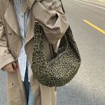 Shoulder Bag Soft Suede Slouchy Design Zipper Closure