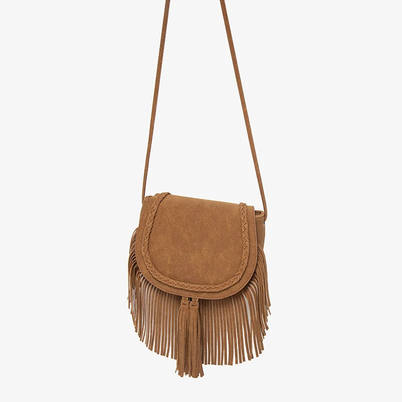 Shoulder Bag Suede Braided Fringe Lightweight