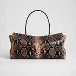 Shoulder Bag Vegan Leather Crocodile Texture Spacious Interior