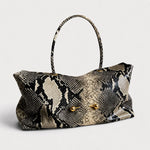 Shoulder Bag Vegan Leather Crocodile Texture Spacious Interior