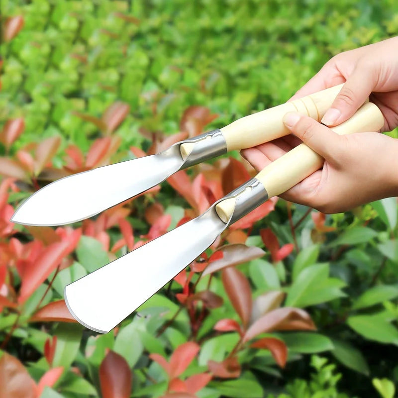 Shovel Stainless Steel Double Edged Wooden Handle