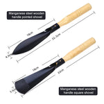 Shovel Stainless Steel Double Edged Wooden Handle