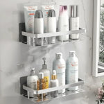 Shower Caddy No-Drill Adhesive Mount Stainless Steel Rust-Resistant Drainage Slats