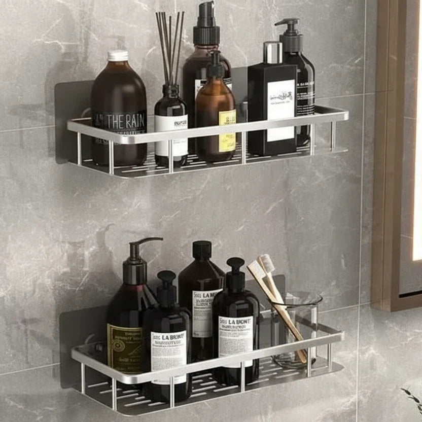 Shower Caddy No-Drill Adhesive Mount Stainless Steel Rust-Resistant Drainage Slats