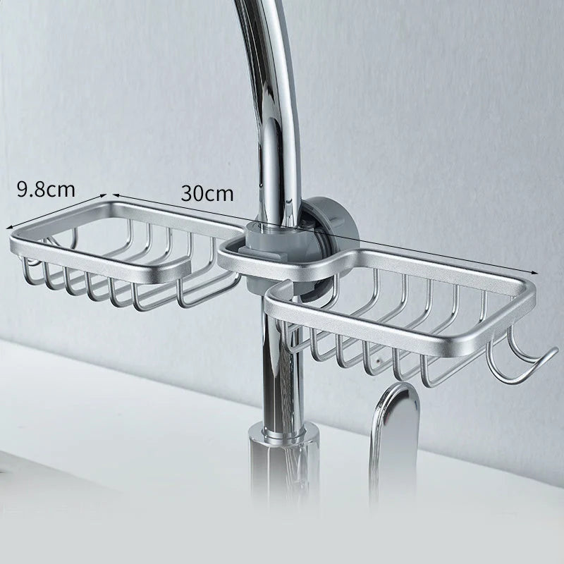 Shower Caddy No-Drill Round Pipe Mount Rustproof Aluminum With Hooks