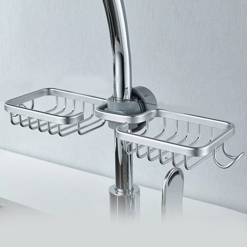 Shower Caddy No-Drill Round Pipe Mount Rustproof Aluminum With Hooks