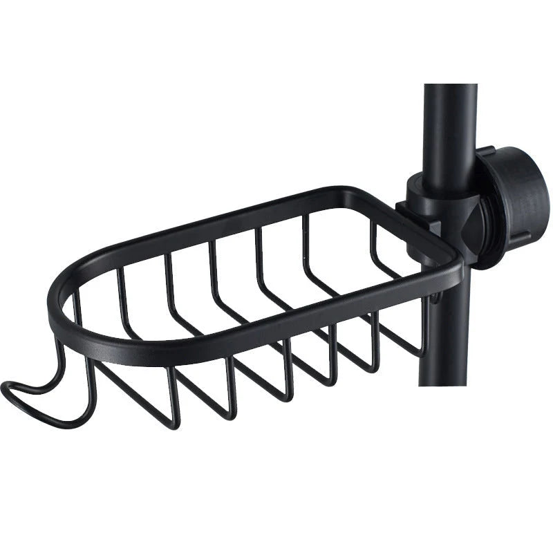 Shower Caddy No-Drill Round Pipe Mount Rustproof Aluminum With Hooks