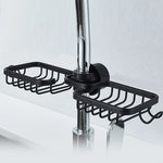 Shower Caddy No-Drill Round Pipe Mount Rustproof Aluminum With Hooks