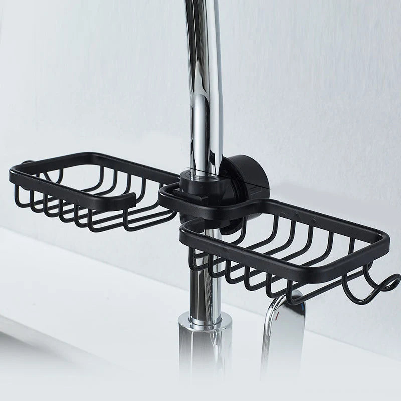 Shower Caddy No-Drill Round Pipe Mount Rustproof Aluminum With Hooks
