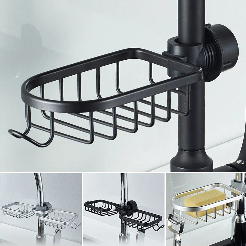 Shower Caddy No-Drill Round Pipe Mount Rustproof Aluminum With Hooks
