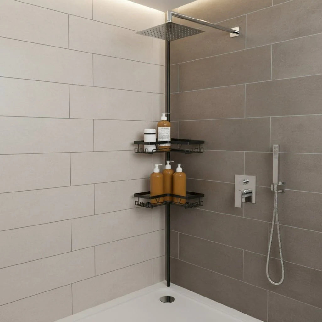Shower Caddy Telescopic 4 Adjustable Shelves Space-Saving