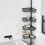 Shower Caddy Telescopic 4 Adjustable Shelves Space-Saving