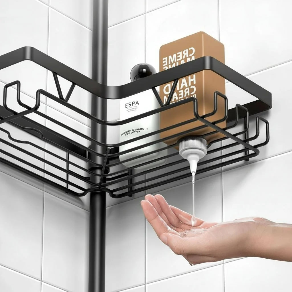 Shower Caddy Telescopic 4 Adjustable Shelves Space-Saving
