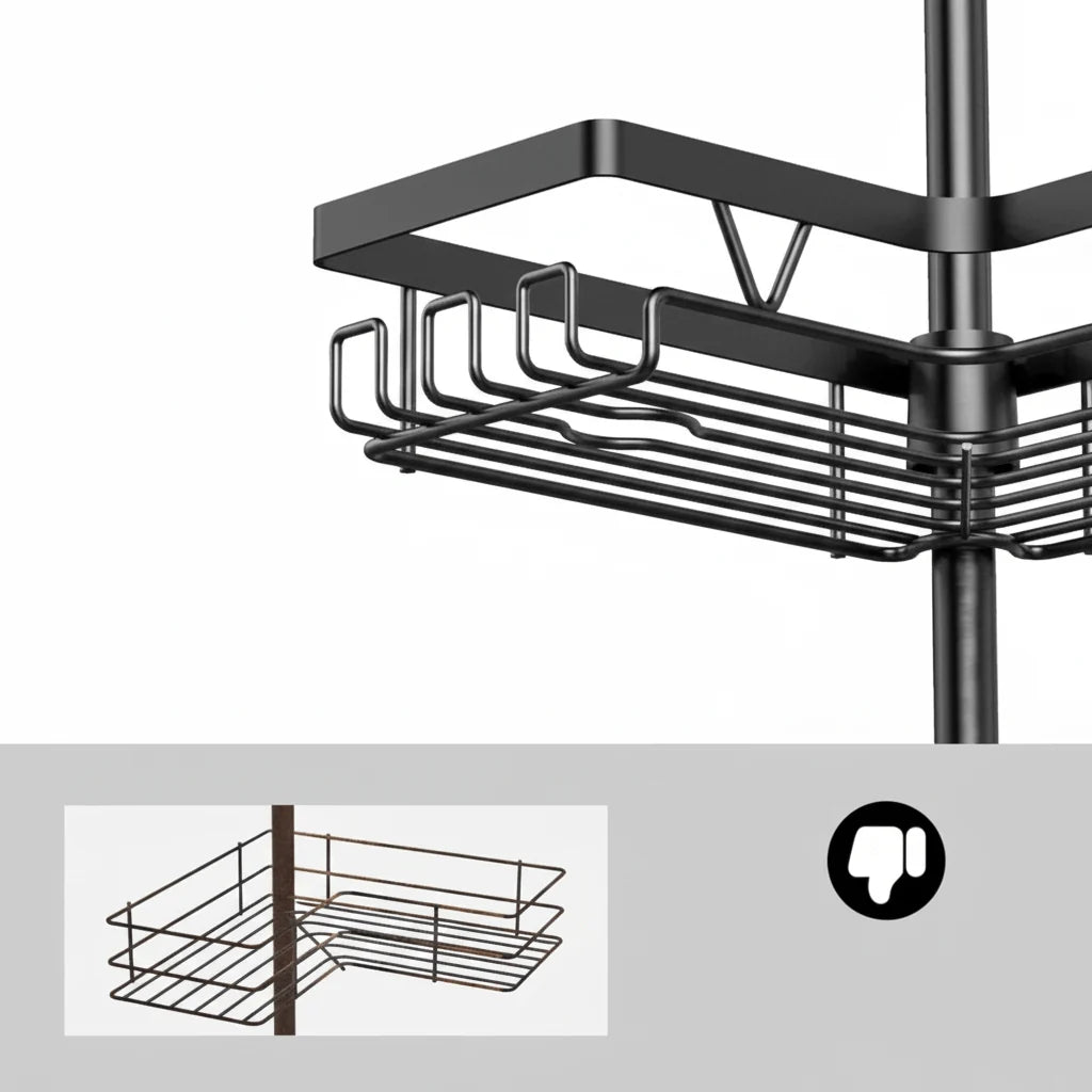 Shower Caddy Telescopic 4 Adjustable Shelves Space-Saving