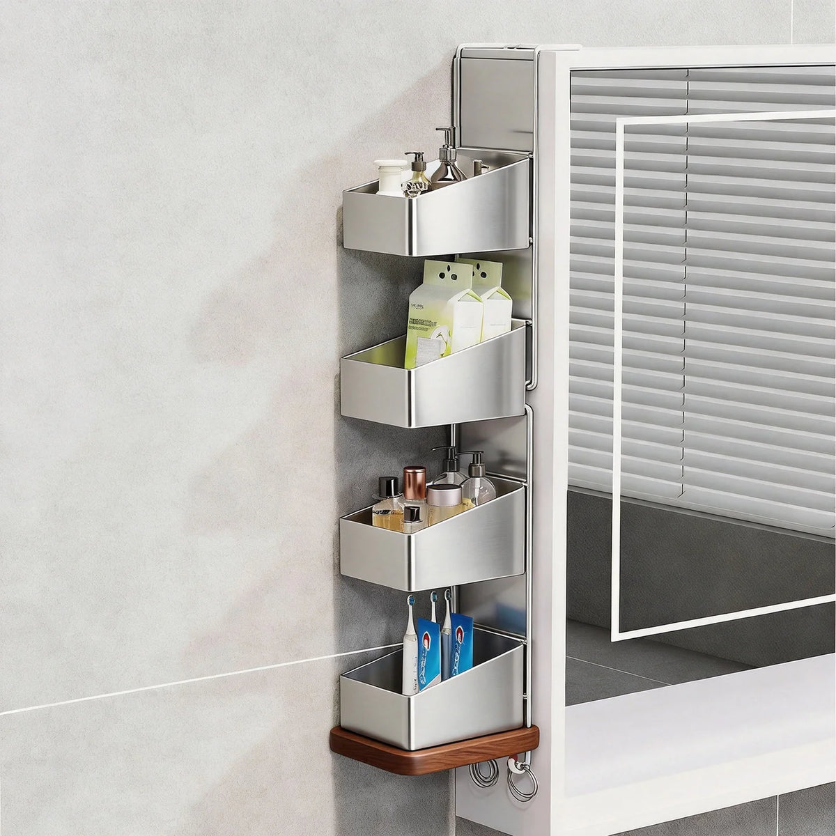 Shower Caddy Wall-Mounted Wire Mesh Drainage Baskets