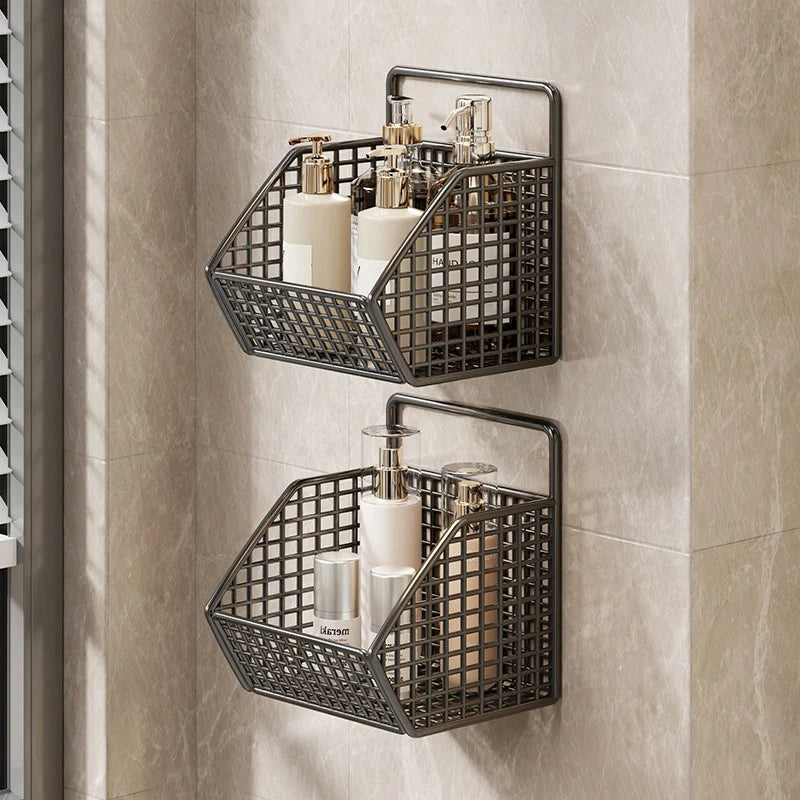 Shower Caddy Wall-Mounted Wire Mesh Drainage Baskets