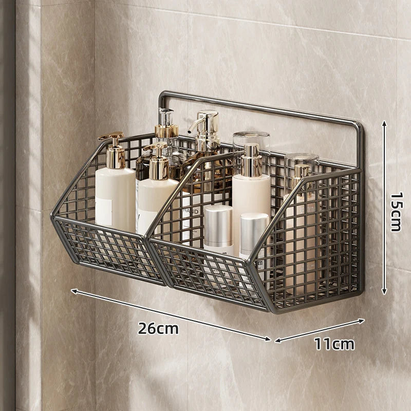 Shower Caddy Wall-Mounted Wire Mesh Drainage Baskets