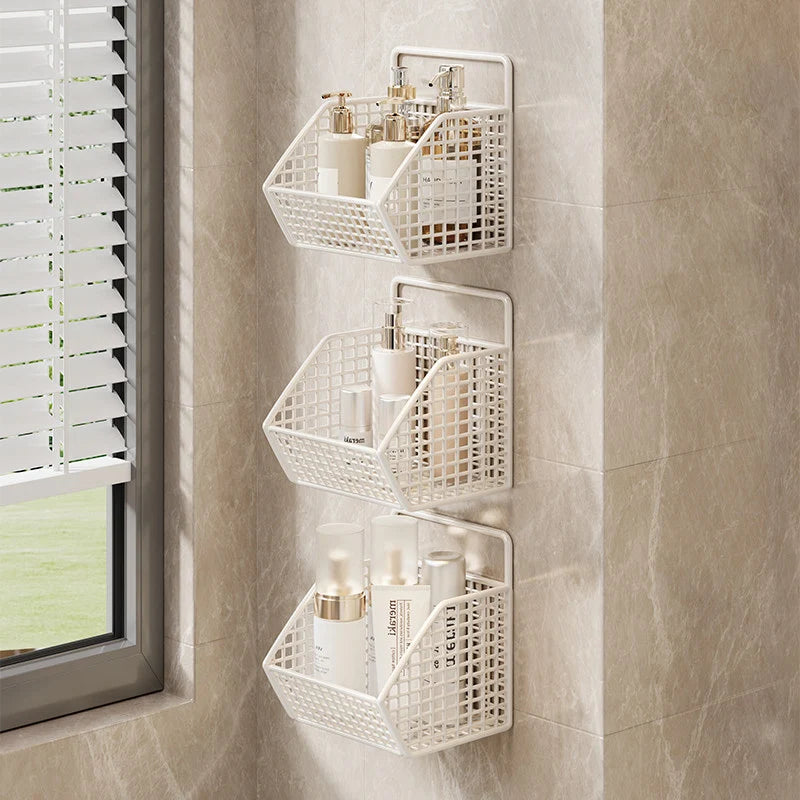 Shower Caddy Wall-Mounted Wire Mesh Drainage Baskets